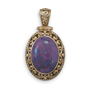 Bronze and Dyed Purple Turquoise Pendant