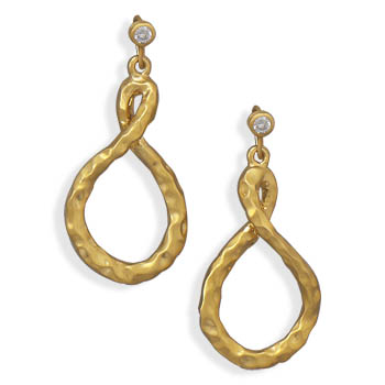 14 Karat Gold Plated Brass Earrings with CZ