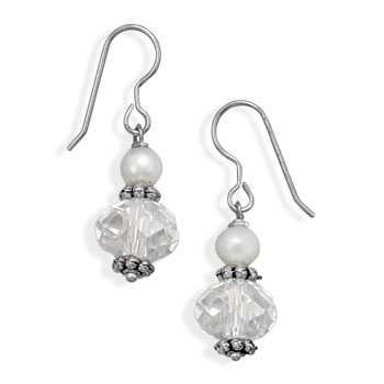 Cultured Freshwater Pearl and Crystal Fashion Earrings