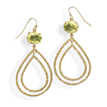 14 Karat Gold Plated Brass Earrings with Yellow CZ