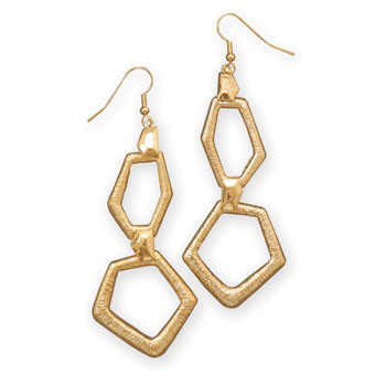 14 Karat Gold Plated Brass Abstract Drop Earrings