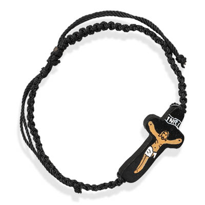 6.5\" - 9\" Macrame Bracelet with Painted Wood Cross