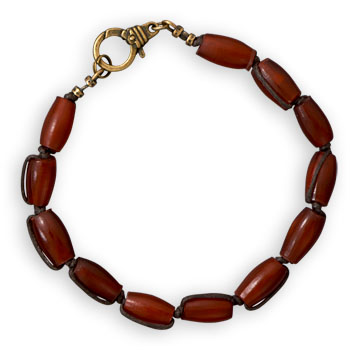 9\" Men\'s Brass Bracelet with Horn Beads