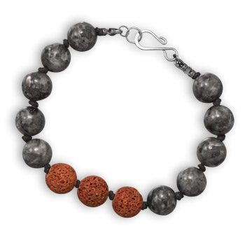 9\" Labradorite and Lava Bead Fashion Bracelet
