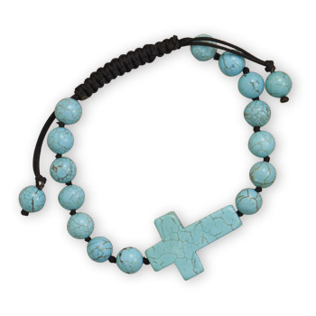 Adjustable Magnesite Cross Bracelet