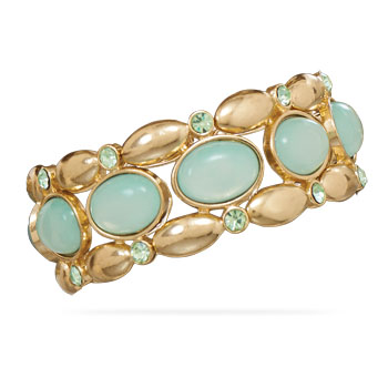 Mint Green Gold Tone Fashion Stretch Bracelet