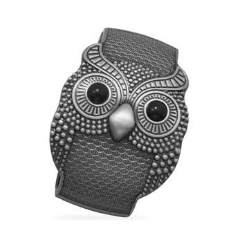 Oxidized Owl Hinged Fashion Bangle Bracelet