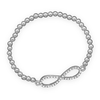 Silver Tone Fashion Bracelet with Crystal Infinity Symbol