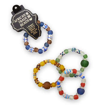 7.5\" Handmade African Trade Bead Stretch Bracelet