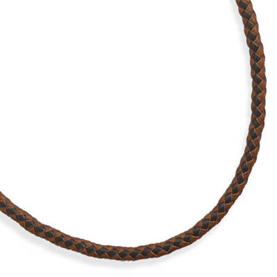 20\" Braided Brown and Tan Leather Necklace