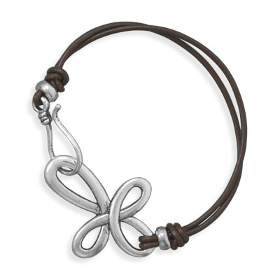 7\" Double Strand Leather Cross Fashion Bracelet