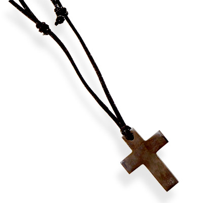 Adjustable Black Horn Cross Men\'s Necklace