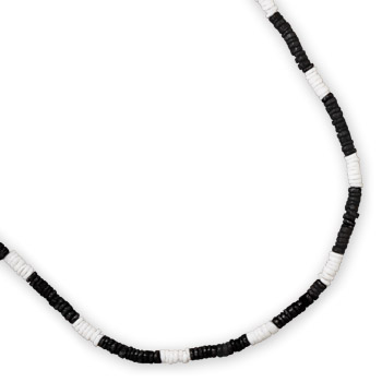 20\" Black and White Shell Men\'s Fashion Necklace