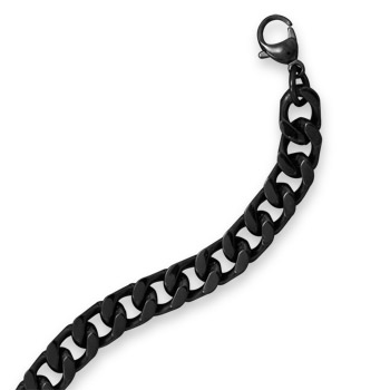 8\" Black Stainless Steel Curb Chain Bracelet