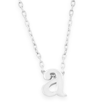 16\" + 2\" Rhodium Plated Brass Initial \"a\" Necklace