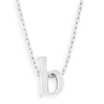 16\" + 2\" Rhodium Plated Brass Initial \"b\" Necklace