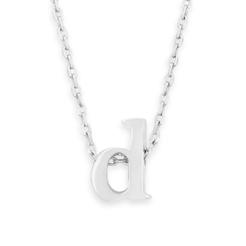 16" + 2" Rhodium Plated Brass Initial "d" Necklace