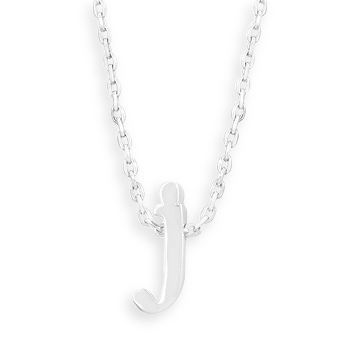 16\" + 2\" Rhodium Plated Brass Initial \"j\" Necklace