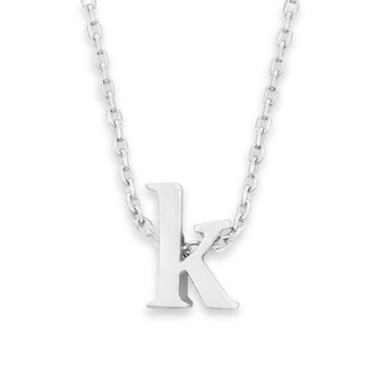 16\" + 2\" Rhodium Plated Brass Initial \"k\" Necklace