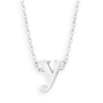 16" + 2" Rhodium Plated Brass Initial "y" Necklace
