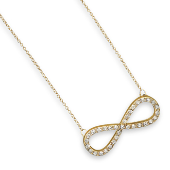 16\" + 3\" Gold Tone Crystal Infinity Fashion Necklace