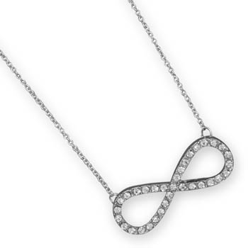 16\" + 3\" Silver Tone Crystal Infinity Fashion Necklace