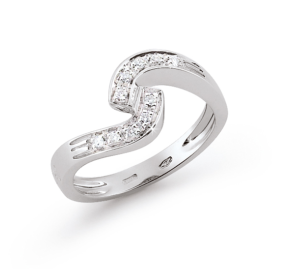 Split-Shank Italian Wedding Ring 0.1 Ct Diamonds 18K White Gold