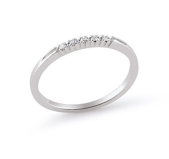 Classic Design 5-Stone Wedding Ring 0.05 Ct Diamonds 18K White Gold