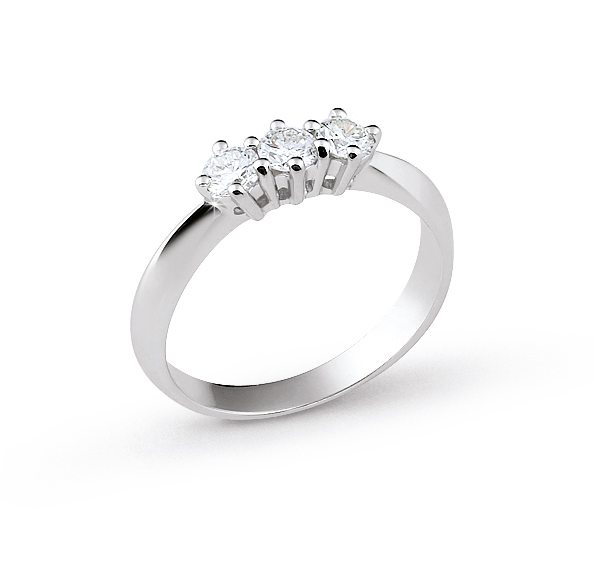 Supreme 3-Stone Engagement Ring 0.3 Ct Diamonds 18K White Gold