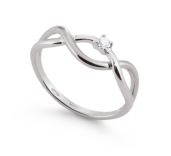 Solitaire Infinity Engagement Ring 0.03 Ct Diamonds 18K White Gold