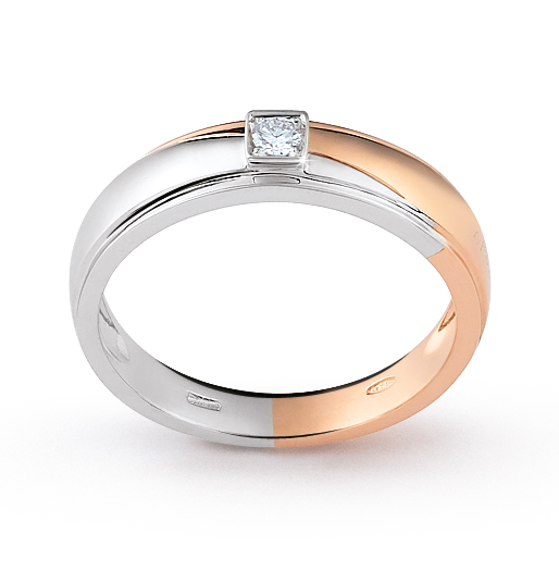 Mens Solitaire Wedding Ring 0.05 Ct Diamonds 18K White, Rose Gold