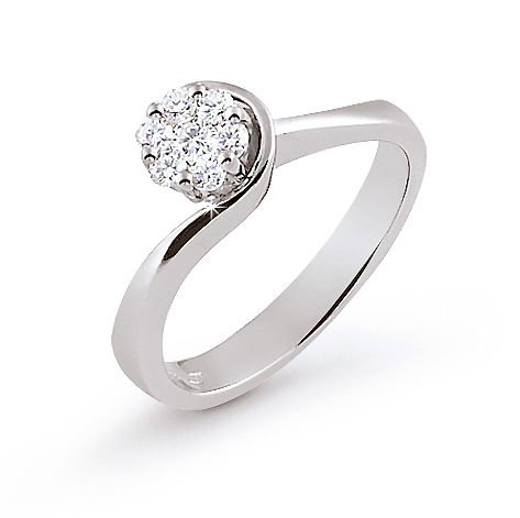 Italian Flower Engagement Ring 0.25 Ct Diamonds