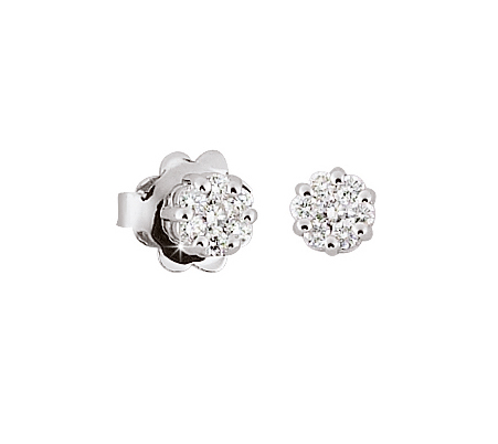 Italian Flower Stud Earrings 1/4 CT Diamonds