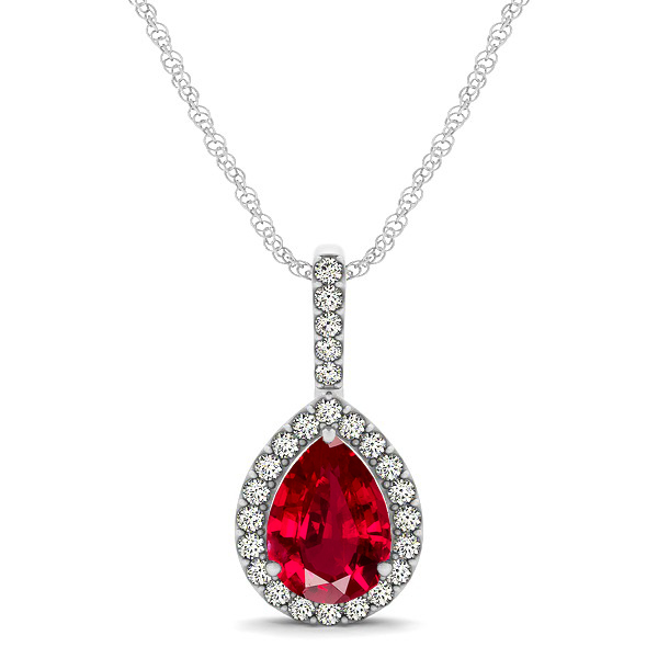 Classic Drop Necklace with Pear Cut Ruby Pendant