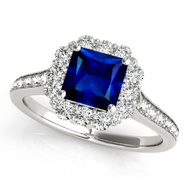 Peculiar Princess Cut Sapphire Engagement Ring Halo