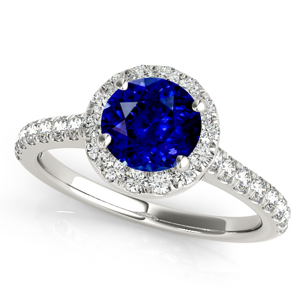Classic Round Halo Sapphire Engagement Ring