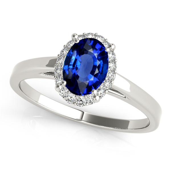 Stylish Oval Sapphire Halo Engagement Ring