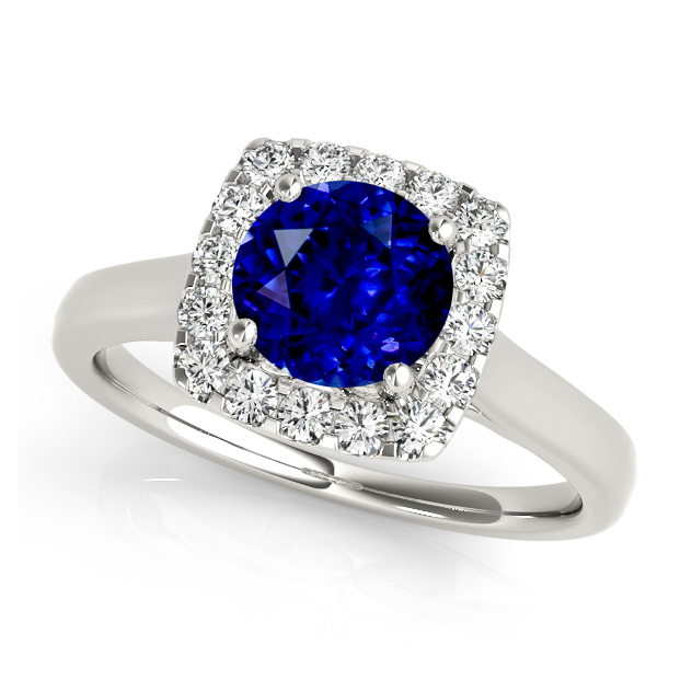 Classic Halo Sapphire Engagement Ring