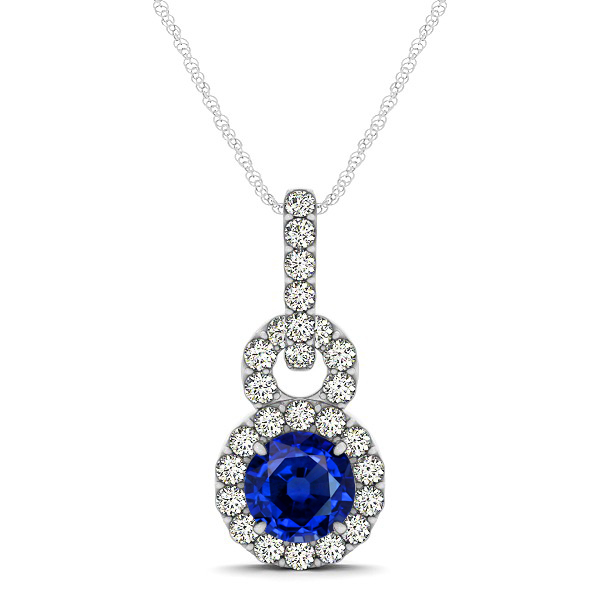 Stunning Infinity Halo Sapphire Necklace