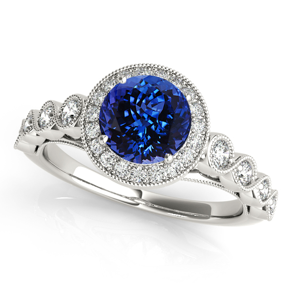 Magnificent Vintage Filigree Tanzanite Halo Engagement Ring