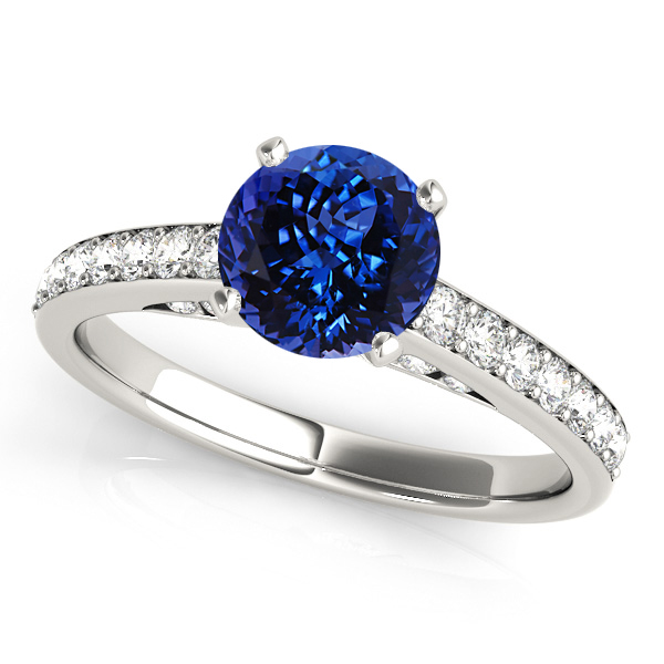 Fine Tanzanite Engagement Ring in White Gold