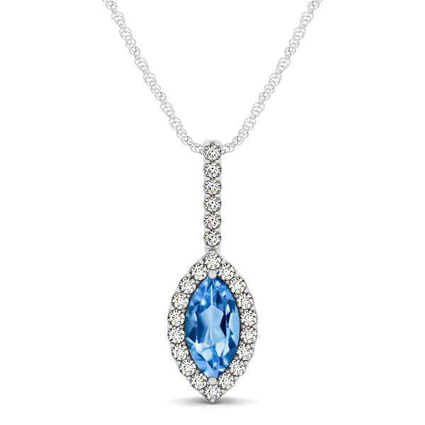 Fashionable Halo Marquise Cut Topaz Necklace