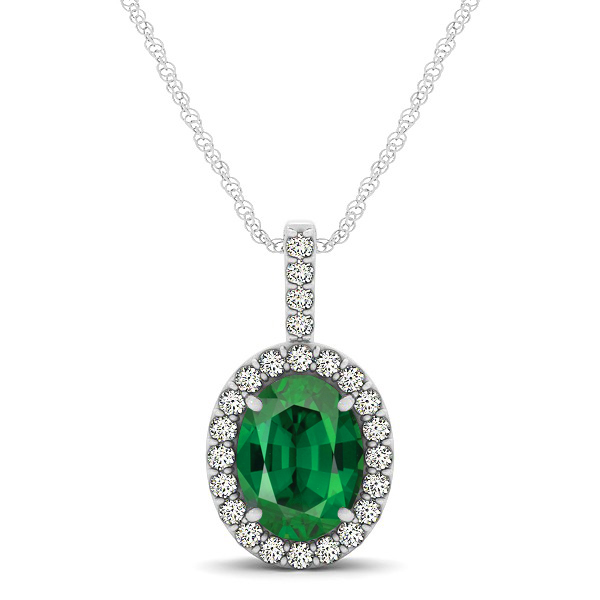 Classic Drop Halo Necklace with Oval AAA Tourmaline Pendant