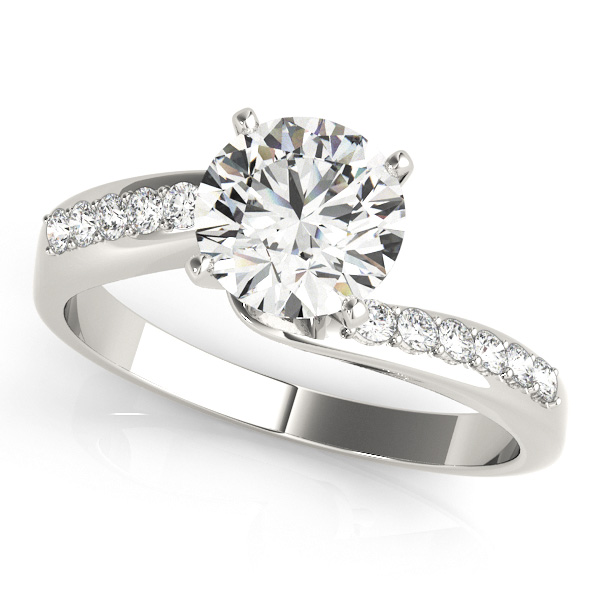 Elegant Round Cut Side Stone Bypass Engagement Ring [UN500-84770]