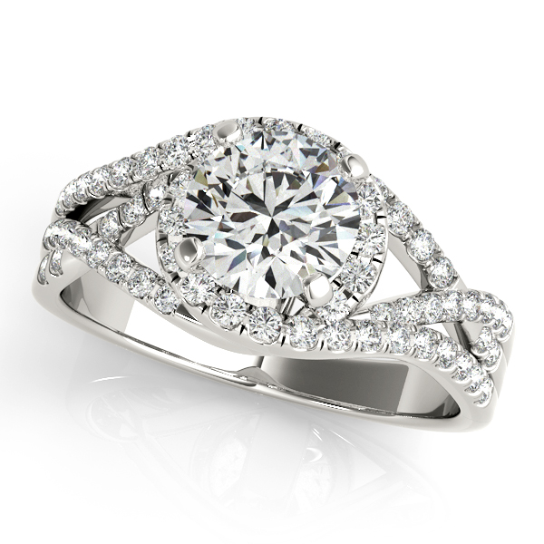 Contemporary Split Shank Engagement Ring with Round Cut Halo [UN500-50849-E]