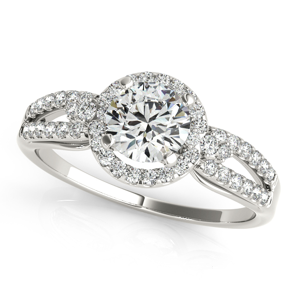 Elegant Split Shank Engagement Ring with Round Halo