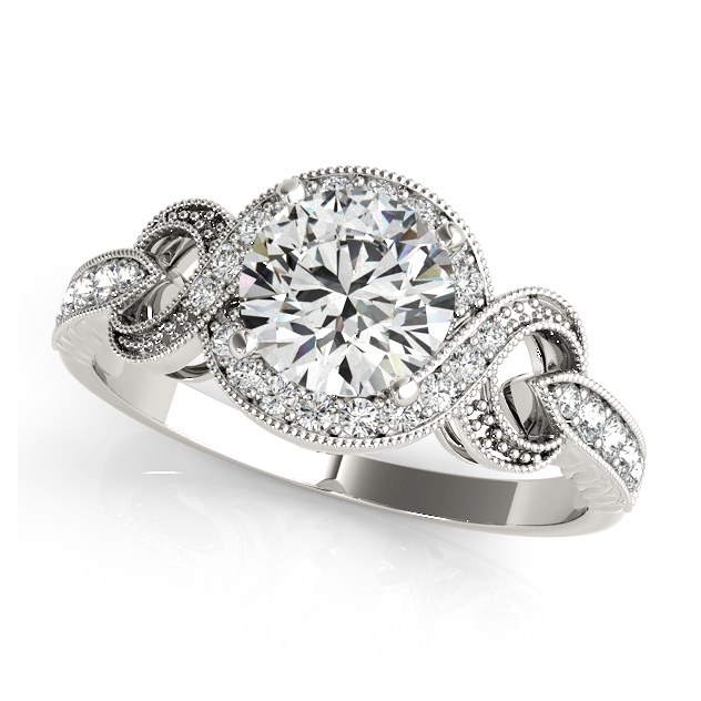 Dressy Infinity Diamond Engagement Ring w/ Round Cut Halo