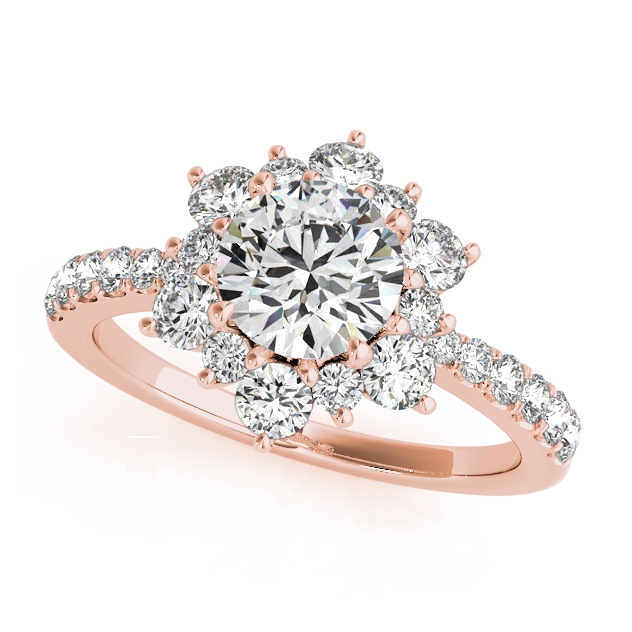 Incomparable Floral Side Stone Halo Engagement Ring