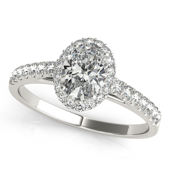 Elegant Oval Cut Halo Engagement Ring with Side Stones [UN500-50917-E]