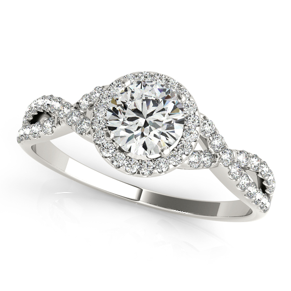 Exquisite Halo Ring Setting w/ Infinity Shank & Side Stones [UN500-50536-E]